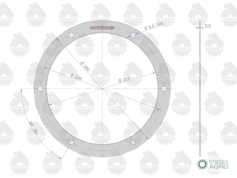 Uszczelka pokrywy mechanizmu różnicowego krążelit 0.5mm C-360 ( sprzedawane po 5 ) ORYGINAŁ URSUS