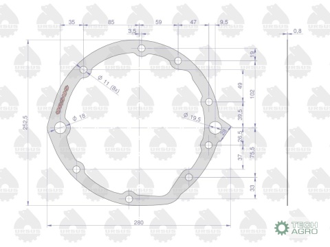 Uszczelka pompy podnośnika 95462 krążelit 0.8mm C-360 Zetor ( sprzedawane po 5 ) ORYGINAŁ URSUS