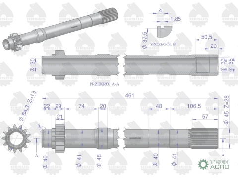 Wałek sprzęgłowy przekaźnika C-360-3P ORYGINAŁ URSUS