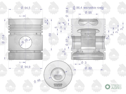 Zestaw naprawczy silnika 55110018 950116 C-360 (komplet) ORYGINAŁ URSUS
