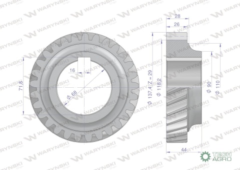 Koło napędzające II biegu 86120018 Z-29C-385 WARYŃSKI