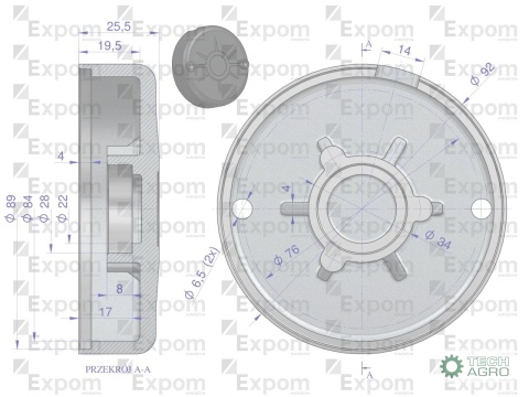 Pokrywa tylna szczotkotrzymacza rozrusznika typu Magneton 9172742.24V Blue Line EXPOM KWIDZYN