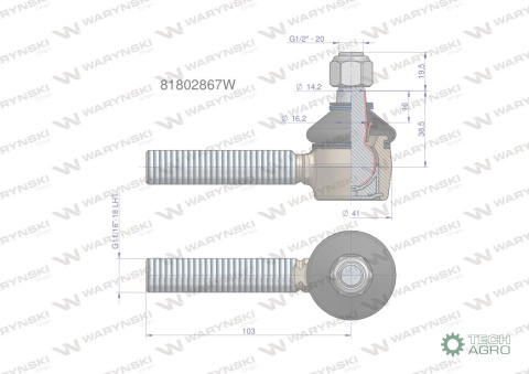 Przegub kierowniczy 11/16'L 81802867 WARYŃSKI