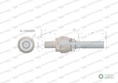 Przegub kierowniczy 240mm- M26x1,5; M28x1,5 AL160202 WARYŃSKI