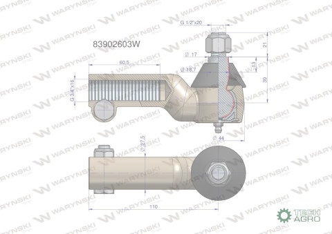 Przegub kierowniczy 3/4" 83902603 WARYŃSKI