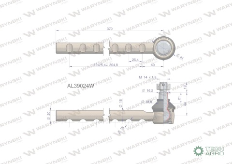 Przegub kierowniczy 370mm AL39024 WARYŃSKI