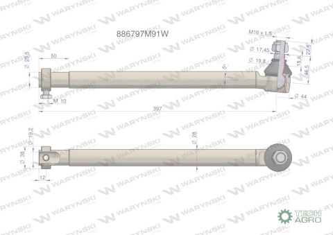 Przegub kierowniczy 397mm 886797M91 WARYŃSKI