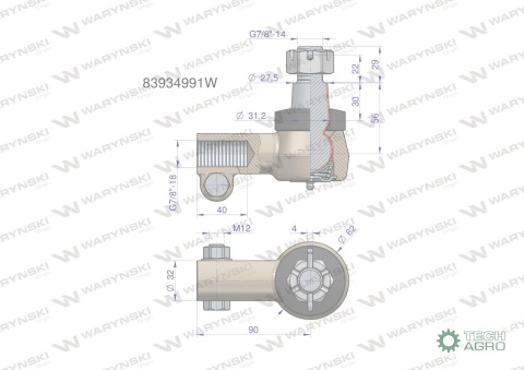 Przegub kierowniczy 7/8"L 83934991 WARYŃSKI
