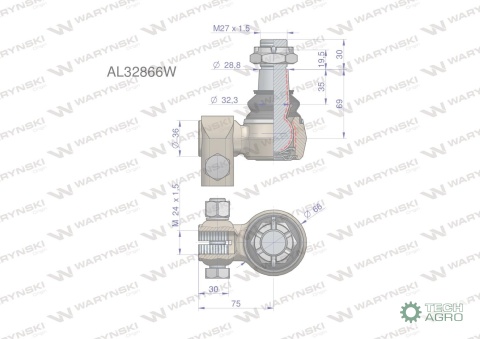 Przegub kierowniczy M24x1.5 AL32866 WARYŃSKI