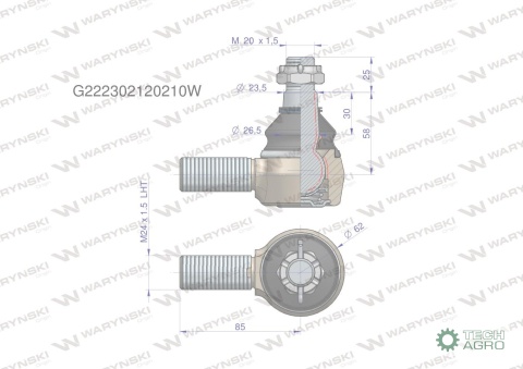 Przegub kierowniczy M24x1.5L G222302120210 WARYŃSKI