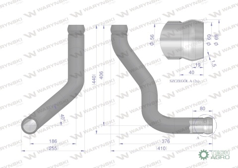 Rura łącząca tłumiki AL116902. John Deere WARYŃSKI