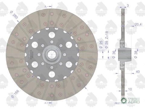 Tarcza sprzęgła I stopnia z amortyzacjąZetor PREMIUM ORYGINAŁ URSUS