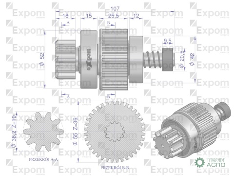 Zespół sprzęgający rozrusznika CASE MF typu Magneton 9142748 Blue Line EXPOM KWIDZYN