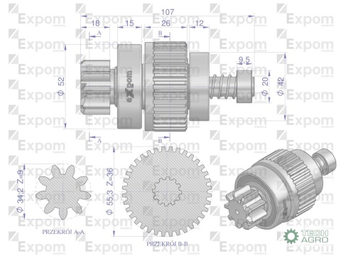 Zespół sprzęgający rozrusznika CASE typu Magneton 9142805 Blue Line EXPOM KWIDZYN