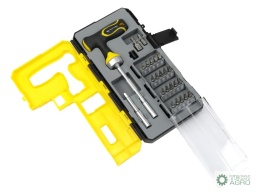 Zestaw końcówek wkrętakowych, bitów, z uchwytem grzechotkowym typu T, Waryński