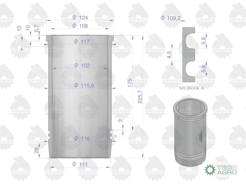 Zestaw naprawczy silnika 102/3 komora 55.7 mm 71010303 ZETOR ORYGINAŁ URSUS