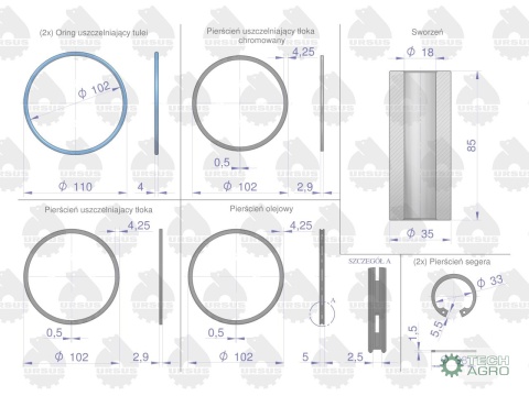 Zestaw naprawczy silnika 102/3 komora 55.7 mm 71010303 ZETOR ORYGINAŁ URSUS