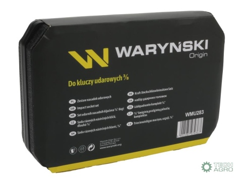 Zestaw nasadek udarowych, 3/8 cala przedłużanych z utwardzanej stali stopowej CrMo 12 el., do prac w mechanice pojazdowej, warsz