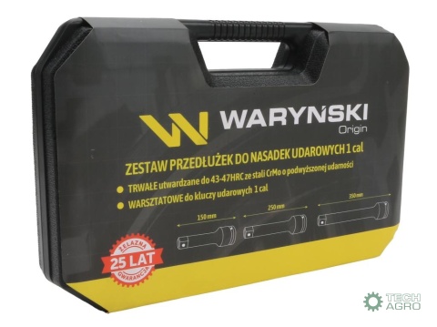 Zestaw przedłużek do nasadek udarowych,1 cal 150 250 i 350 mm z utwardzanej stali stopowej CrMo 3 el., do prac w mechanice pojaz