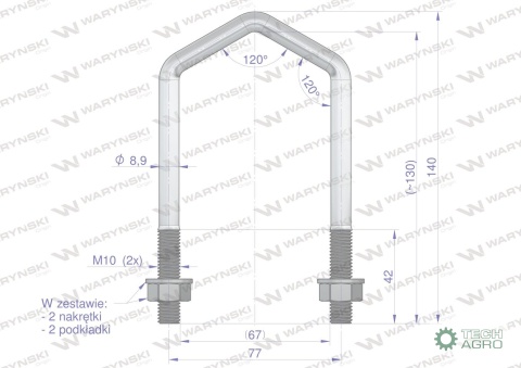 Jarzmo, Cybant Romb, M10 67x130, 3045000430, Waryński