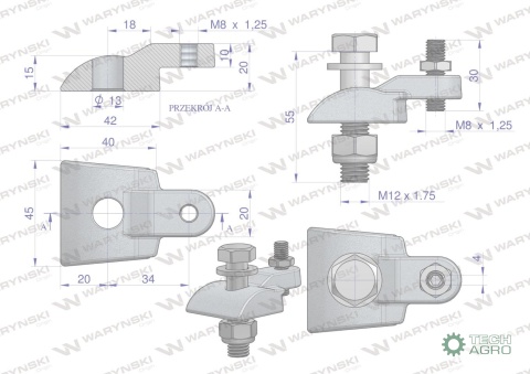 Mocowanie palca kpl. zastosowanie DeutzFahr Condimaste Waryński