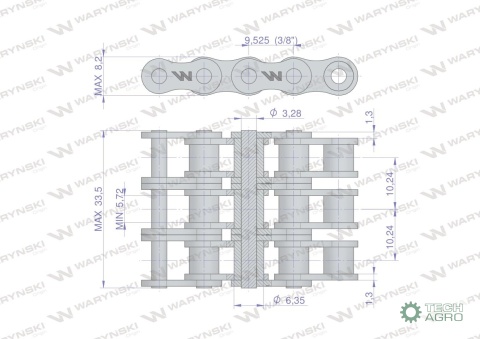 Łańcuch rolkowy 06B-3 (R3 3/8) 5 m Waryński