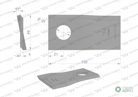 Nóż, nożyk kosiarka 100X48X4X21 lewy zastosowanie 434977 Pottinger WARYŃSKI ( sprzedawane po 25 )