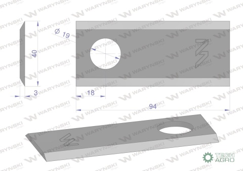 Nóż. nożyk kosiarka (polska) szlifowanyostry 5036010450 9781860 WARYŃSKI ( sprzedawane po 25 )