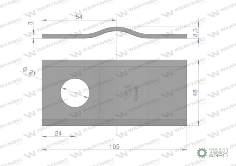 Nóż, nożyk kosiarka rotacyjna (czeska) 5036040100 WARYŃSKI ( sprzedawane po 25 )