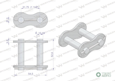 Zestaw naprawczy łańcucha 20B-1X3Ps+ 20BF16-01 zastosowanie Prasa Rolująca Krone Waryński ( sprzedawany po 100 )