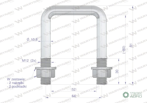 Jarzmo, Cybant, M12 52x80, Waryński