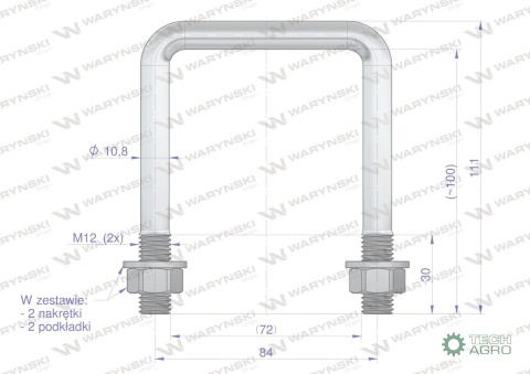 Jarzmo, Cybant, M12 72x100, 1402010060 Waryński