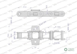 Łańcuch podajnika CA550VD łapka K1 co 6ogniwa 5m Waryński