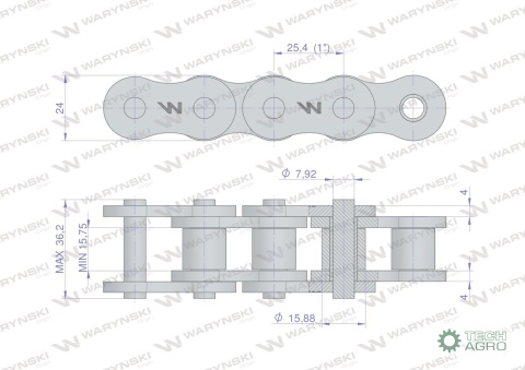Łańcuch rolkowy 16AH-1-100PS ANSI A 80Hzastosowanie Prasa Rolująca Famarol Waryński