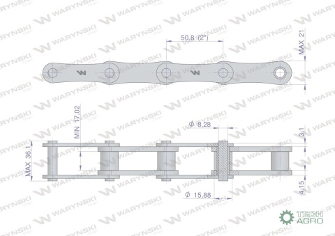 Łańcuch rolkowy 216B (R1 2) 5 m Waryński