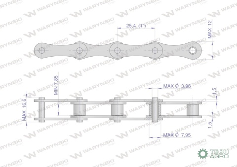 Łańcuch rolkowy L208A-32PZ zastosowanieClaas 678194. 678194.0. 0006781940 Waryński