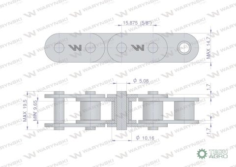 Łańcuch rolkowy prosta płytka 10B-1 (R15/8) 5 m Waryński