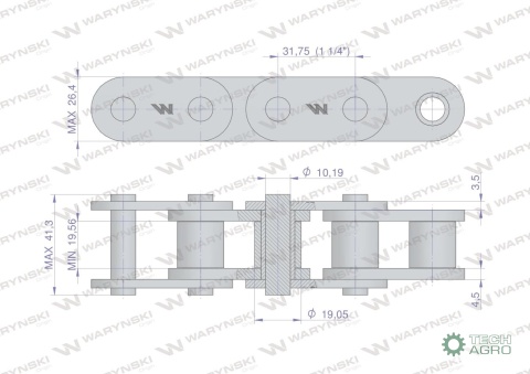 Łańcuch rolkowy prosta płytka 20B-1 (R11.1/4) 5 m Waryński