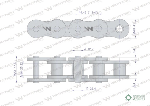 Łańcuch rolkowy wzmocniony przemysłowy 28AH-1 ANSI A 140H (R1 1.3/4) 5m Waryński