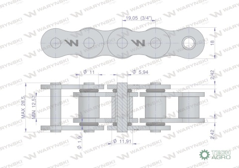 Łańcuch rolkowy z oringiem ANSI A 60 (R1 3/4) 5m Waryński