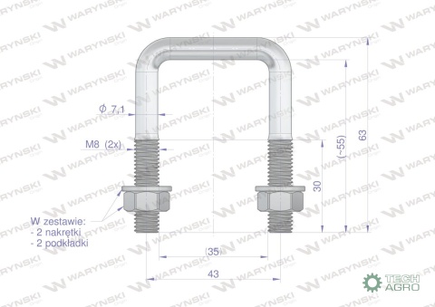 Jarzmo, Cybant, M8 35x55, Waryński