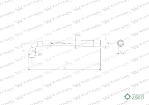 Klucz fajkowy 8 mm dwunastokatny ze stali CrV Waryński