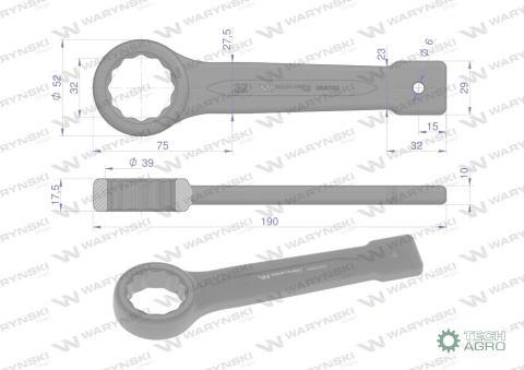 Klucz oczkowy do pobijania 32 mm Waryński