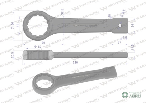Klucz oczkowy do pobijania 41 mm Waryński