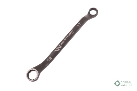 Klucz oczkowy odsadzony 17 x 19 mm. CrVstandard ASME B107.9 Waryński