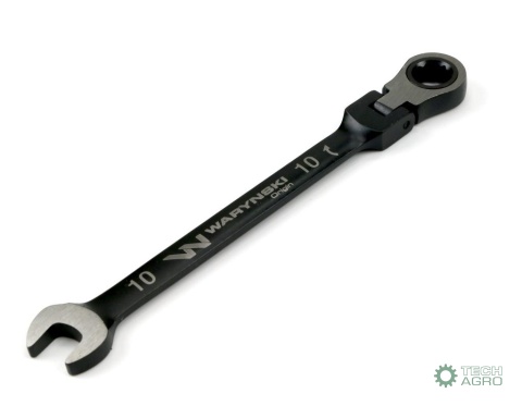 Klucz płasko-oczkowy 10 mm z grzechotką72 zęby i przegubem Waryński