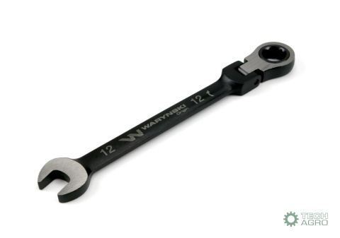 Klucz płasko-oczkowy 12 mm z grzechotką72 zęby i przegubem Waryński