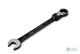 Klucz płasko-oczkowy 17 mm z grzechotką72 zęby i przegubem Waryński