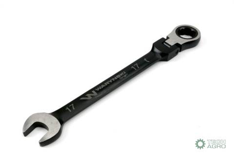 Klucz płasko-oczkowy 17 mm z grzechotką72 zęby i przegubem Waryński