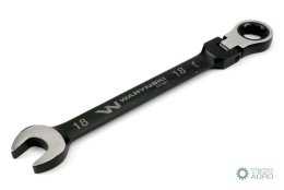 Klucz płasko-oczkowy 18 mm z grzechotką72 zęby i przegubem Waryński
